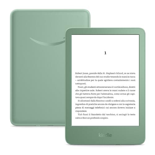 Nuovo Amazon Kindle (16 GB)| Il più leggero e compatto, con schermo antiriflesso, cambio pagina più rapido, illuminazione frontale regolabile, batteria di lunga durata| Con pubblicità| Verde Matcha
