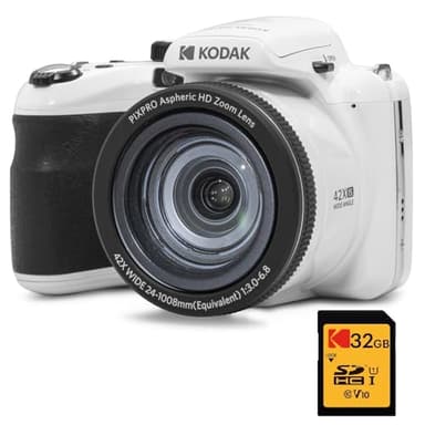 KODAK Pack Digitale Bridge Pixpro Astro Zoom AZ425 + Scheda SDHC 32GB - Fotocamera 20 MP, Zoom 42X, Grandangolo, Schermo LCD 3", Video Full HD 1080p, Batteria Li-ion - Bianco