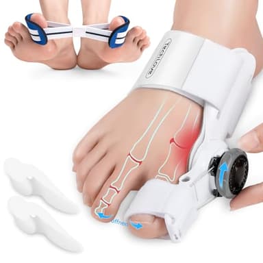 Tech Love Alluce Valgo Correttore il Set,Regolabile Tutore Alluce Valgo Correttore [1x], Separatore Dita Piede [2x], Alluce Valgo Cintura Allenamento,per Giorno Notte Piede Sinistro e Destro