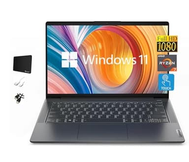 Lenovo IdeaPad 5 - Notebook con display touch FHD da 14", AMD Ryzen 7 5700U, 8 GB di RAM, 512 GB SSD, tastiera retroilluminata, WiFi 6, batteria a lunga durata, Windows 11, grigio con