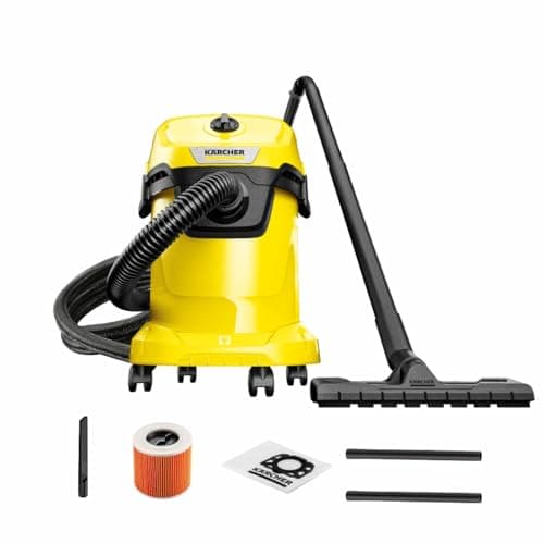 Kärcher Bidone Aspiratutto solidi-liquidi WD 3 V-17/4/20, funzione soffiante, 1000 W, contenitore in plastica 17 l, tubo 2 m, con filtro a cartuccia, filtro in vello, bocchette per pavimenti e fessure