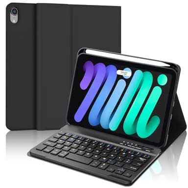 SENGBIRCH Custodia per Tastiera iPad Mini 7 Generazione 8.3" 2024, Layout Italiano QWERTY Rimovibile Magnetic Wireless Bluetooth Tastiera per iPad Mini 6a/7a Generazione 8.3 Pollici, Nero
