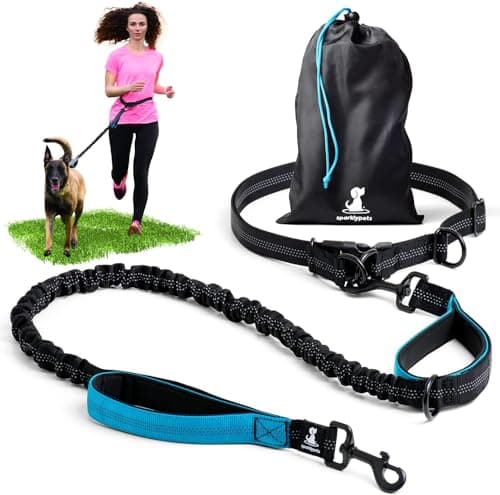 Guinzaglio mani libere per cani di taglia media e grande – guinzaglio per correre con il cane per addestramento, camminata, jogging e corsa con cani (Blu, Per 1 Cane)
