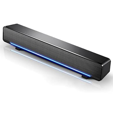 Etlephe Soundbar per PC/Laptop,Casse PC,Altoparlante da Gioco Con Fantastiche Luci LED,Alimentazione USB, Jack da 3,5 mm, Altoparlanti PC per Computer, Mobile, Tablet