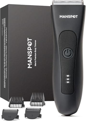 MANSPOT Rasoio Elettrico Corpo Uomo, Depilatore Corpo Uom o, Rasoio C orpo Uomo Impermeabile IPX7, Ra soio Parti Intime Uom o Umido e Asciutto per Viso,Braccia,Torace,Gambe,Ascelle