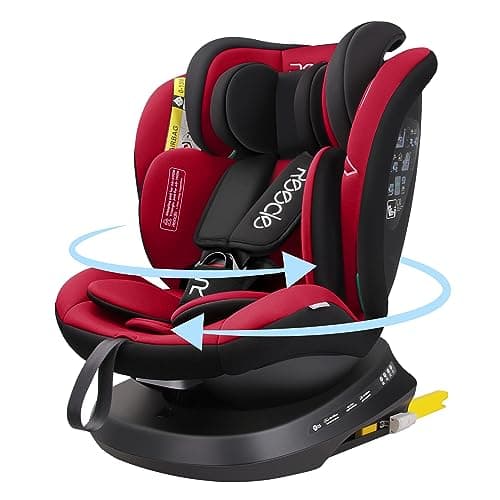 Reecle I-Size 360 Girevole Seggiolino Auto con ISOFIX, 40-150cm(Gruppo 0 + 1/2/3, 0-36 kg), ca. 0-12 anni (Rosso)