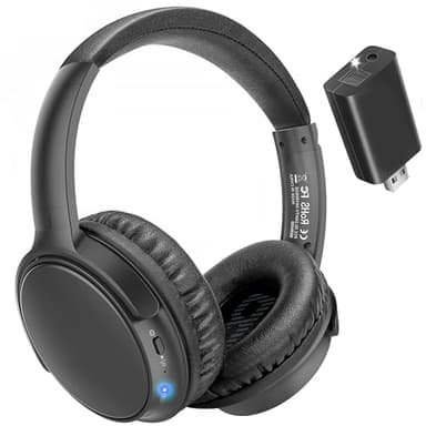 makemate BKM400 Cuffie Wireless TV con Trasmettitore Bluetooth USB, Portata 50 M, Plug and Play, Suono Chiaro, Leggere e Confortevoli, Durata Della Batteria Fino a 20 Ore