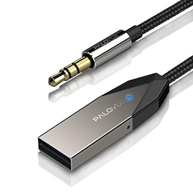 PALOVUE Ricevitore Bluetooth 5.0, kit per auto wireless per streaming musicale e chiamate in vivavoce per autoradio stereo domestico con Aux da 3,5 mm, nessuna ricarica necessaria, LinkFlow