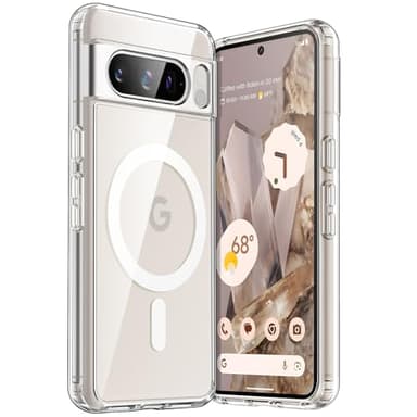 JETech Cover Magnetica per Google Pixel 8 Pro 6,7 Pollici 2023, Compatibile con MagSafe Accessori, Antiurto Cellulare Custodia, Anti Ingiallimento PC Rigido Retro Trasparente (Trasparente)