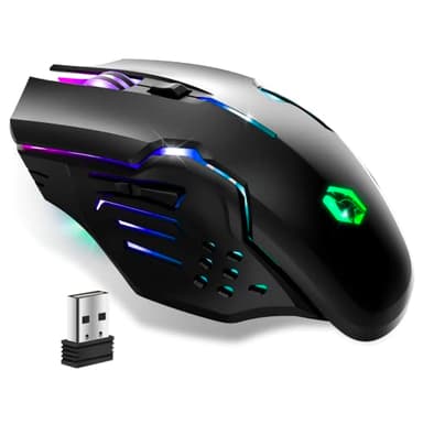 EMPIRE GAMING - RF903 Mouse da Gioco Gaming Wireless 2.4GHz Ricaricabile - Retroilluminazione LED RGB - Ergonomico - 4800 DPI 500Hz - PS4, PS5, Xbox One/Series, PC e Mac - Nero
