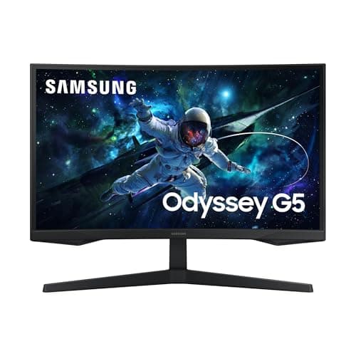 Samsung Monitor Gaming Odyssey G5 (S27CG554), Curvo (1000R), 27", 2560x1440 (WQHD 2K), HDR10, VA, 165 Hz, 1 ms (MPRT), FreeSync, HDMI, Display Port, Ingresso Audio, Flicker Free, Eye Saver Mode