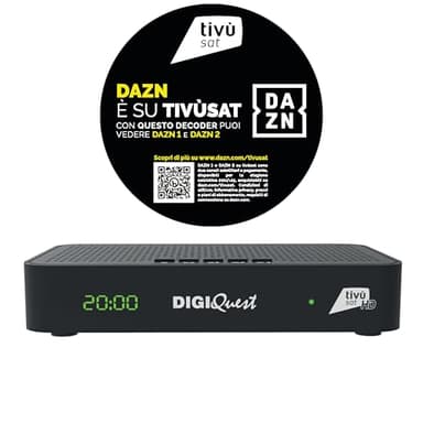 DIGIQUEST Decoder Combo Tivùsat Maximo | DVB-S2 e DVB-T2 |Telecomando 2 in 1 |Smartcard Tivùsat inclusa | Funzione di registrazione attivabile | Dispositivo abilitato ai canali DAZN 1 e 2| Nero.