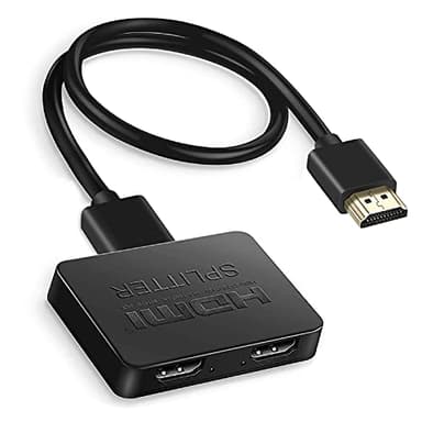 HDMI Splitter 1 in 2 Out, 4K HDMI Splitter per doppio monitor con stessa immagine, 1x2 HDMI Splitter 1 a 2 Amplificatore per Full HD 1080P 3D con cavo HDMI ad alta velocità (1 sorgente su 2 display)