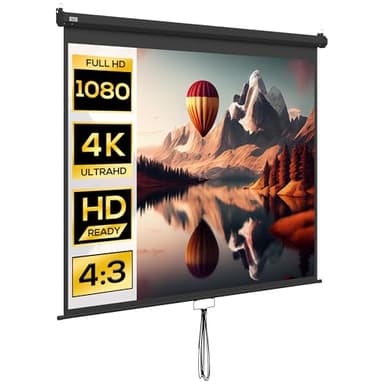 HOMCOM Schermo di Proiezione 100 Pollici Regolabile Montaggio a Soffitto e Parete, Telo per Proiettore Formato 4:3, 203x152cm, Bianco e Nero