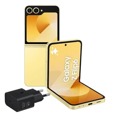 Samsung Galaxy Z Flip6 Smartphone AI pieghevole, Caricatore Incluso, RAM 12GB, 256GB, Dual SIM, Display 3,4" Super AMOLED/6,7" Dynamic AMOLED 2X, Fotocamera 50 MP, Yellow [Versione italiana]