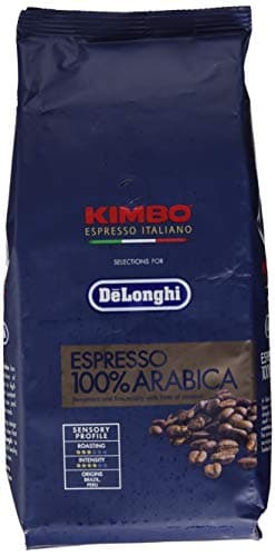 De'Longhi Kimbo DLSC613 Caffè in grani 100% Arabica per Macchine Automatiche, 1kg, Tostatura media, Gusto dolce e aroma di caramello, Origine Brasile e Peru’