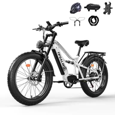 tifgalop Bici elettrica, Bici elettrica fuoristrada da 26 pollici, Bici elettrica unisex per adulti, Sospensione completa, 7 velocità, Batteria al litio 52V 19Ah, Autonomia fino a 45-90 km