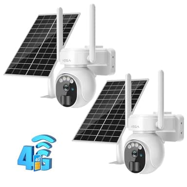Xega 3G/4G LTE Telecamera Solare Esterno con SIM Scheda 2K HD PTZ Telecamere Senza Fili con Pannello Solare Batterie Visione Notturna Rilevamento del Movimento Audio Bidirezionale Rotazione 355°/90°