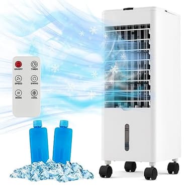 COSTWAY Condizionatore Portatile 3 in 1, Condizionatore d'aria Evaporativo portatile con Raffreddamento, Ventola e Umidificazione, 3 Velocità del Vento, 12H Timer, Doppio Serbatoio d'acqua(Bianco)