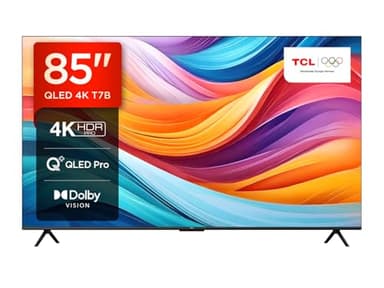 TCL 85T7B, TV QLED 85”, 4K Ultra HD, Google TV (Dolby Vision & Atmos, Controllo vocale hands-free, compatibile con Google assistant & Alexa)
