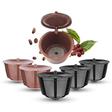 HAILASRE 6 pezzi capsula di caffè riutilizzabile per macchina DOLCE GUSTO, filtro ricaricabile cialde di caffè, 3nero+3marrone