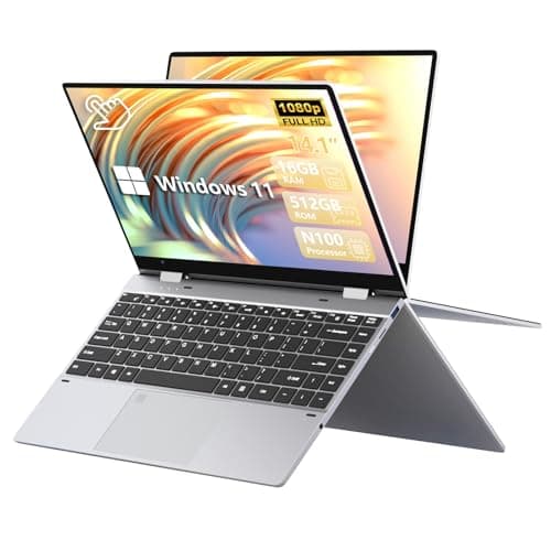 PC Portatile 2 in 1, Notebook in metallo da 14,1 pollici N100 Windows 11, Laptop 16 GB RAM 512 GB ROM SSD, Tablet touch screen 1920*1080 IPS/USB3.0/Type-C/Batteria da 5000 mAh 38,5 Wh/WIFI/Bluetooth