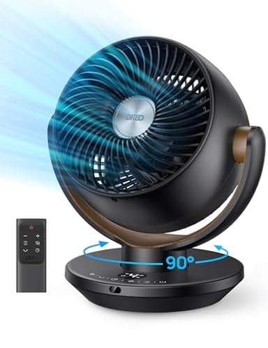 Dreo Ventilatore per camera da letto, ventilatore di circolazione dell'aria del computer con telecomando, ventilatori da tavolo da 11 pollici per tutta la stanza, flusso d'aria potente da 60 piedi,