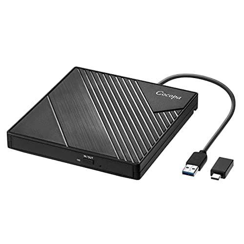 Cocopa Masterizzatore CD DVD Esterno USB 3.0 USB C, Lettore DVD Esterno Unità CD Esterna +/- RW Rom Dvd-R CD-RW Ultra Slim per Laptop PC Portatile Win 11/10/8/7/XP/Vista/Linux/Mac OS Apple