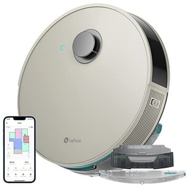 LEFANT N3 Robot Aspirapolvere Lavapavimenti con Mappatura,Sensore Laser d-ToF,Barriere Virtuali,Pulizia Dell'area Selezionata, Collegato da APP(grigio champagne)