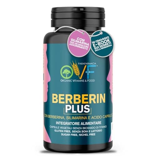 OVF Berberina 600mg | Altamente dosato | La Migliore Formula per Assorbimento con Silimarina da Cardo Mariano | Per il benessere dell'Apparato Cardiovascolare e la normale funzione Epatica | 60 cps