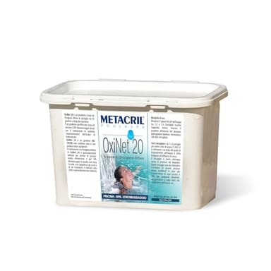 Metacril OXI Net 20 kg.1,2 - Ossigeno Attivo in pastiglie da 20gr- Ideale per Piscina o Idromassaggio (Teuco,Jacuzzi,Dimhora,Intex,Bestway,ecc)