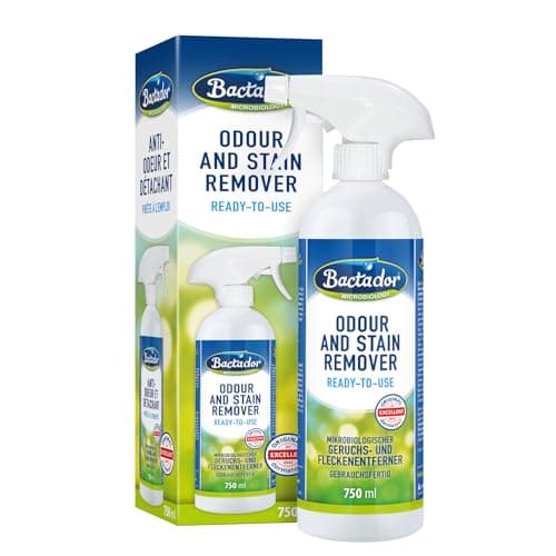 Bactador Anti-Odore E Smacchiatore Microbiologico 750 ml - Spray - Detergente Enzimatico Biologico Contro Il Sudore, Gli Odori Degli Animali - Per La Casa, L'Auto E L'Ambiente Animale