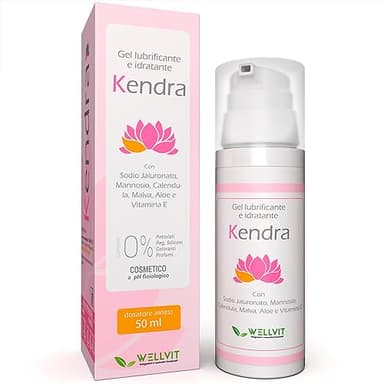 KENDRA - Pregiato Lubrificante Intimo all'Acqua Idratante e 100% Naturale, Gel Lubrificazione Vaginale a base d'acqua con D Mannosio Ideale per Secchezza Prurito e Cistite, Made in Italy(50ml)