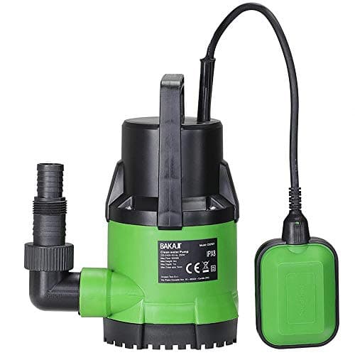 Bakaji Pompa Immersione Elettropompa Sommersa Acque Chiare Potenza 250W Portata 5000L/h Profondità Massima 7 Metri con Fondo Piatto Maniglia per il Trasporto e Cavo 10 metri