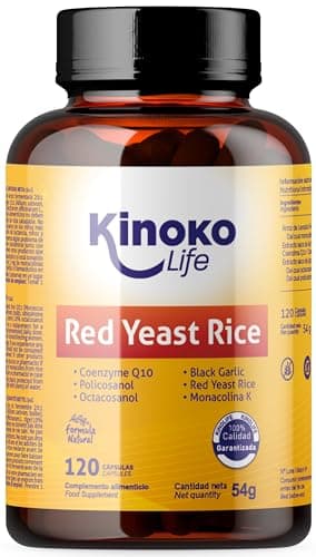Lievito di RISO ROSSO Fermentato con Monacolina K 30 mg di coenzima Q10 (ubichinone) | POLICOSANOLO | Aglio Nero | Ottacosanolo | 120 Capsule Vegan .Senza magnesio stearato