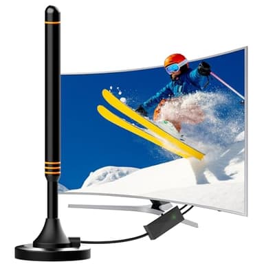 Antenna TV, Antenna TV Interna Amplificata Potente Digitale 250+ Miglia Gamma con Amplificatore Segnale per 4K 1080p VHF UHF DVB-T/DVB-T per Home Smart TV/Radio, Cavo Coassiale 5 Metri