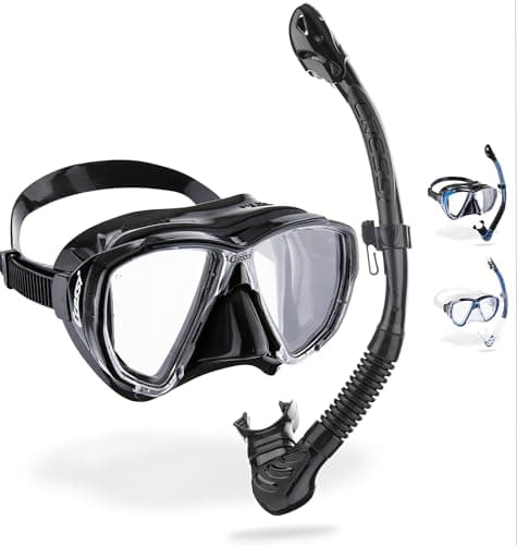 CRESSI Big Eyes+Alpha Ultra Dry Combo Black/Black - Combo Set Maschera+Snorkel Ultra Dry per Immersioni e Snorkeling, Nero/Nero, Taglia Unica, Adulti