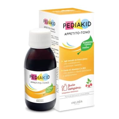 PEDIAKID - Appetito-Tono - Integratore alimentare - Formula esclusiva al sciroppo d'Agave - Stimola l’appetito - Aiuta ad assumere peso - Gusto lampone - Flacone 125 ml