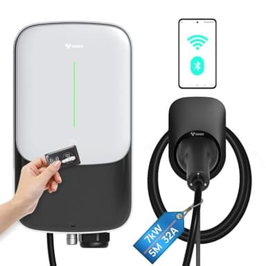 GONEO Wallbox 7kW 8A-32A Stazione di Ricarica EV OCPP Monofase con Cavo di Ricarica Tipo 2 5 m per EV/PHEV con Scheda RFID IP65 IK10 Protect Controllo Tramite APP WiFi