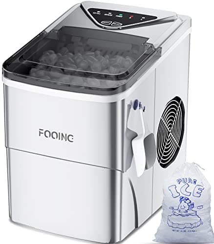 Macchina Ghiaccio Macchina per Ghiaccio da Banco, Macchina per Ghiaccio Autopulente, 9 Cubetti Pronti in 6 Minuti, 15KG in 24 H Macchina del Ghiaccio Portatile per Casa/Cucina/Ufficio/Bar