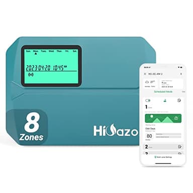 HiOazo Computer di irrigazione, Sistema di irrigazione WiFi, Timer a 8 Zone, Sistema di irrigazione Esterno Interno Controller, monitoraggio App, Uscita Pioggia, Regolazione stagionale HO-SC-8W
