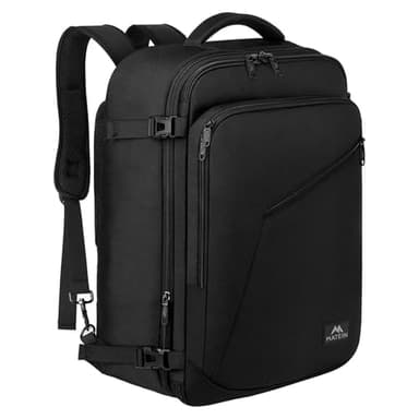 MATEIN Zaino Viaggio 40x30x20, Bagaglio a Mano Aereo Zaino da Viaggio per Donna Uomo, 30L Zaini Cabina Compatto Leggero Zaini Casual Espandibile Travel Bag per Ryanair, Wizz Air, Easyjet, Nero