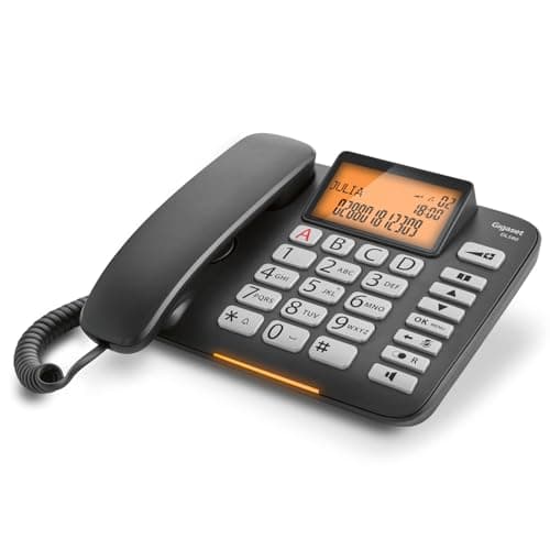 Gigaset DL580 - Telefono a Filo - Ampio Display e Tasti Ergonomici - 99 Contatti - Visualizzazione Chiamata Tramite LED, Nero [Versione Italiana]
