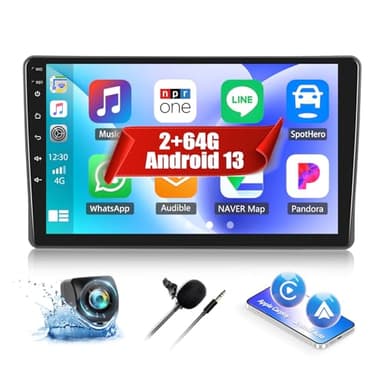 CAMECHO 2+64G Android 13 Autoradio per Fiat Panda 2003-2012 con HD Touchscreen, 9 Pollici Radio Wireless Carplay Bluetooth con Android Auto GPS FM/RDS WIFI Mirror Link +Telecamera Posteriore Canbus