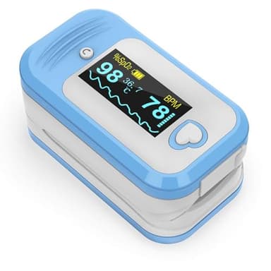 MEDLINKET AM801 Saturimetro da Dito Professionale Certificato, 5 in 1 Pulsossimetro da Dito Controlla SpO2, Temperatura, Frequenza Cardiaca, Pi, PPG, con Segnale Acustico, Certificato CE0123