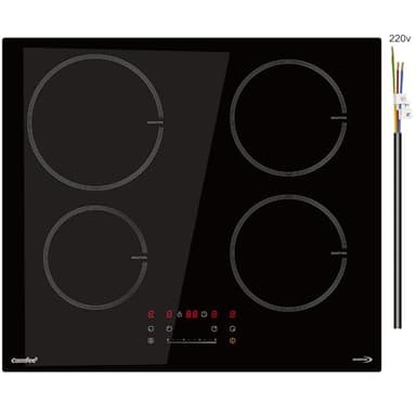 COMFEE' CIH741F238K0 7400w Piano di Cottura a Induzione da Incasso con 4 Zone di Cottura Piani di Cottura in Ceramica, Cablaggio, Touch Control, Spegnimento Automatico, Chiusura a Prova di Bambino