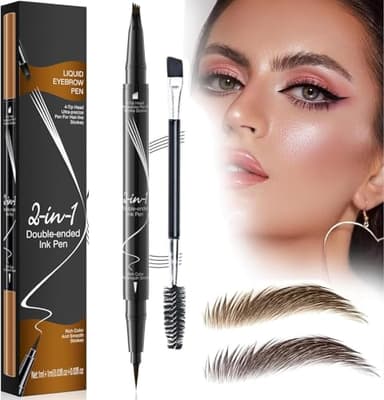 Matita Per Sopracciglia Waterproof,Matita Microblading Sopracciglia,Testa Della Penna a Quattro Punte Matita Sopracciglia Crea Sopracciglia Dall'aspetto Naturale Senza Sforzo (01 & Marrone Scuro)