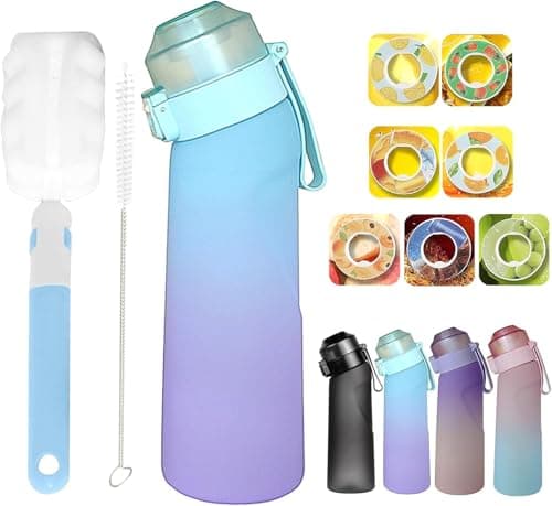 Air Borraccia, Starter Up Set con 7 cialde aromatiche, 650ML Borracce con 7 Air pods Bere Frutta Fragranza Bottiglia Senza BPA (blu)
