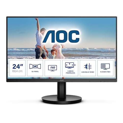 AOC 24B3HM - Monitor Full HD da 24 pollici, Adaptive Sync (1920x1080, 75 Hz, VGA, HDMI 1.4) nero