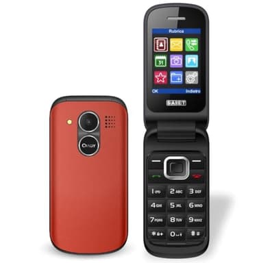 SAIET CANDY Telefono Flip Rosso Corallo, Dual SIM, Cellulare a Conchiglia Compatto e Facile da Usare con Display 2.4" a Colori, Fotocamera VGA, Bluetooth, Sveglia e Torcia